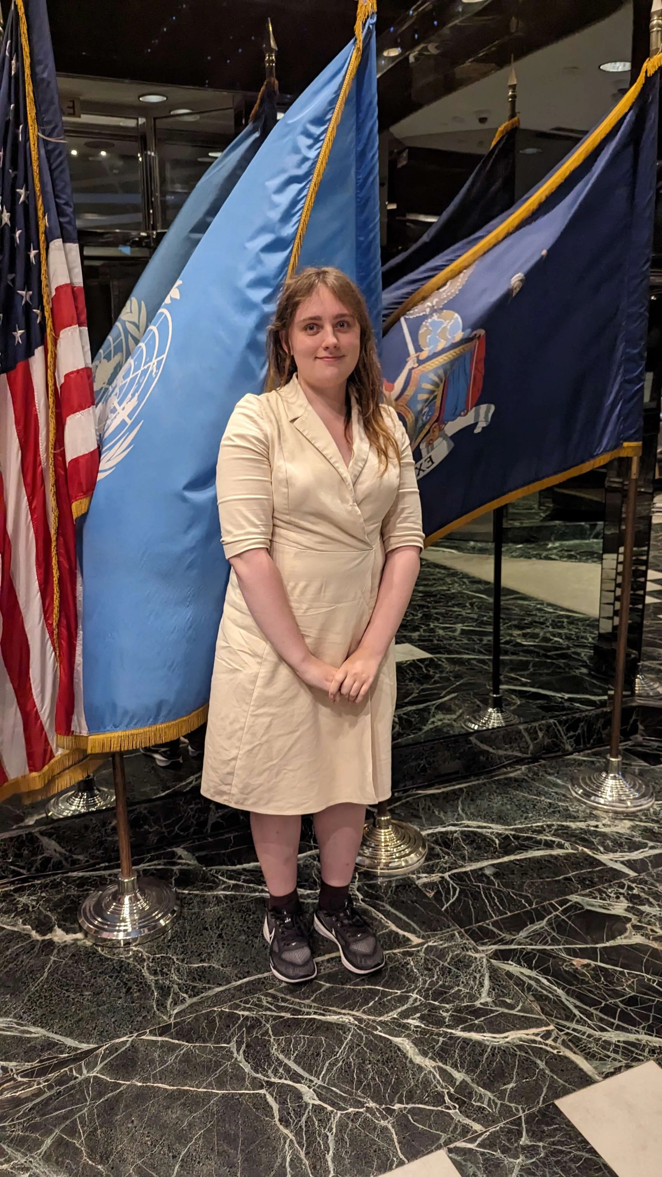 Amy with the UN Flag